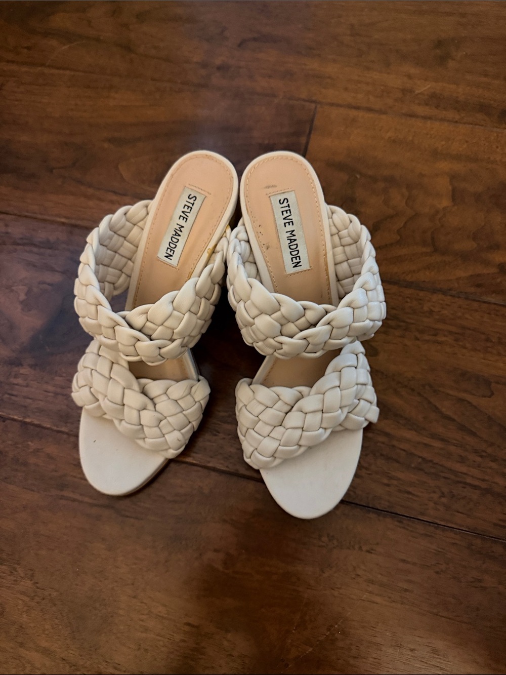 Steve Madden Braided Double-Strap Slide Sandals in Cream